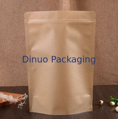 Eco Friendly Kraft Paper Stand Up Pouches Food Grade Resealable Clear Window Storage Bags for Snacks Coffee Home Kitchen