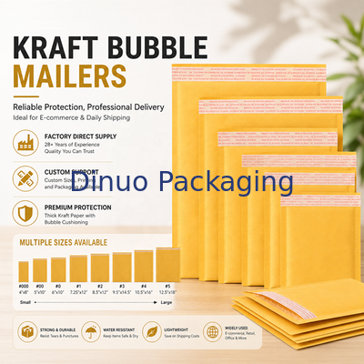 Прочные Kraft Bubble Mailers Стандартный размер 7 Толщина от 60 до 180 гг. Покрытые конверты Безопасная упаковка для отправки